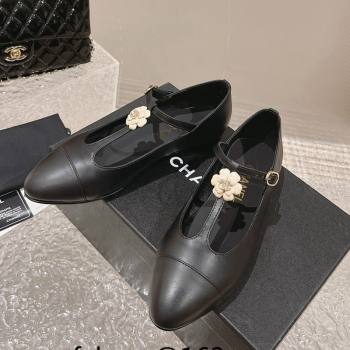 Chanel Calfskin Ballet Flat with Bloom Charm Black 2023 CH120101 (MD-231201007)