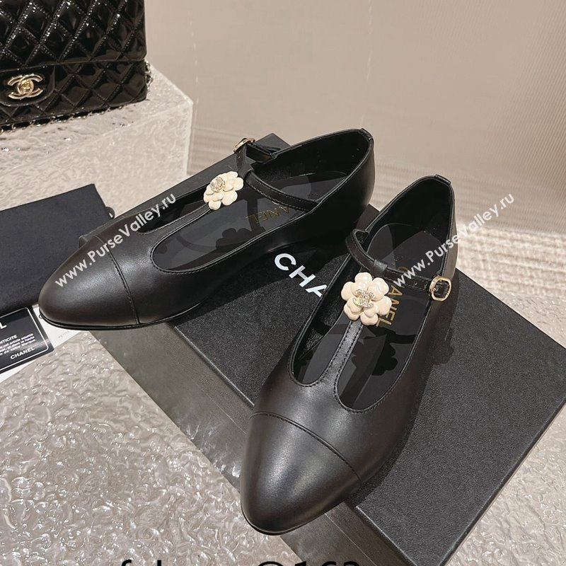 Chanel Calfskin Ballet Flat with Bloom Charm Black 2023 CH120101 (MD-231201007)