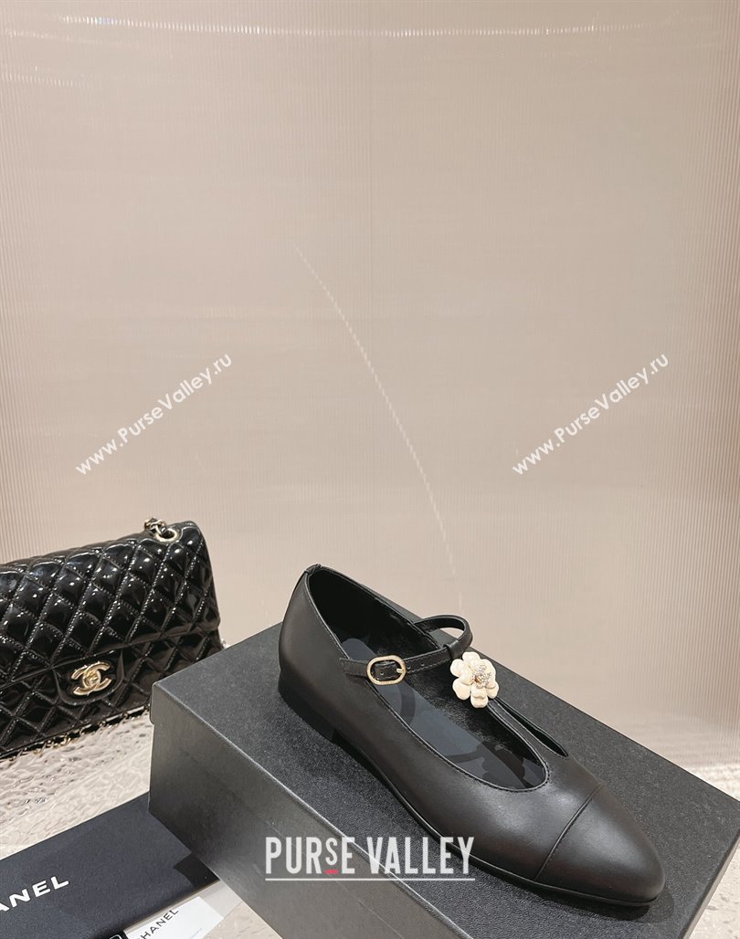 Chanel Calfskin Ballet Flat with Bloom Charm Black 2023 CH120101 (MD-231201007)