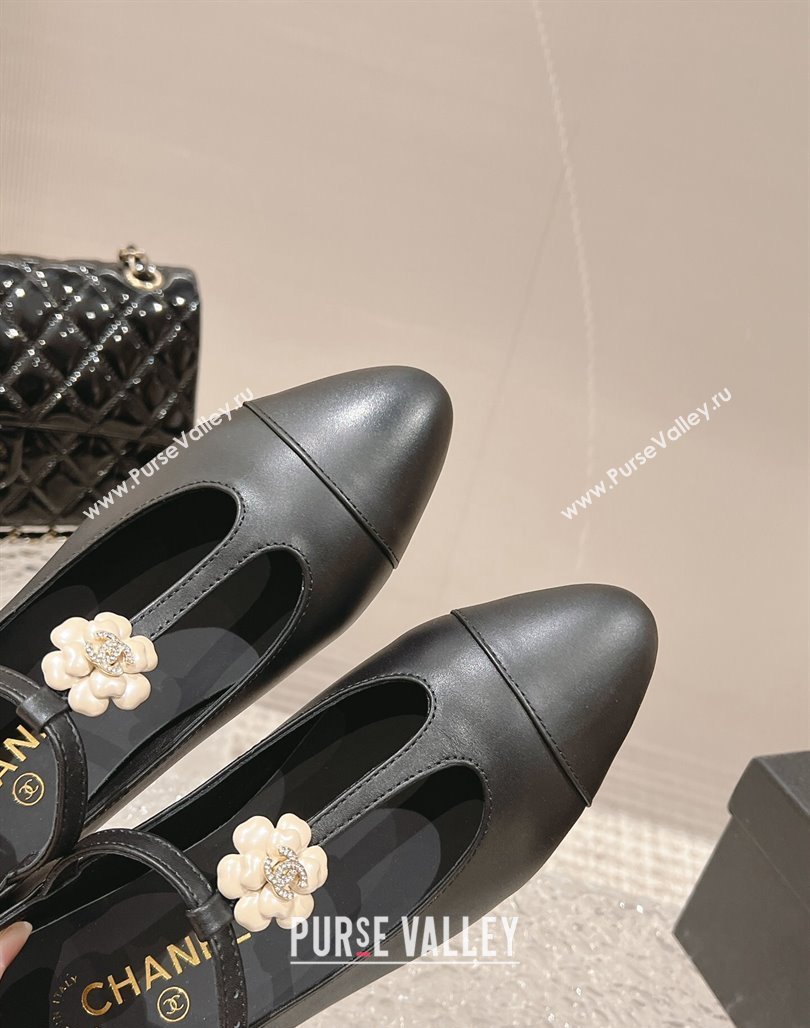 Chanel Calfskin Ballet Flat with Bloom Charm Black 2023 CH120101 (MD-231201007)