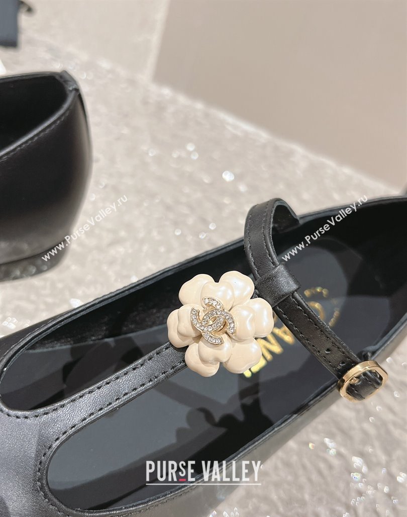 Chanel Calfskin Ballet Flat with Bloom Charm Black 2023 CH120101 (MD-231201007)