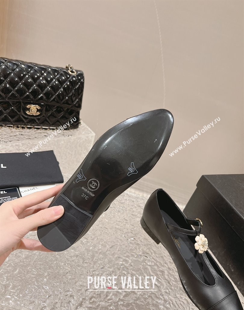 Chanel Calfskin Ballet Flat with Bloom Charm Black 2023 CH120101 (MD-231201007)