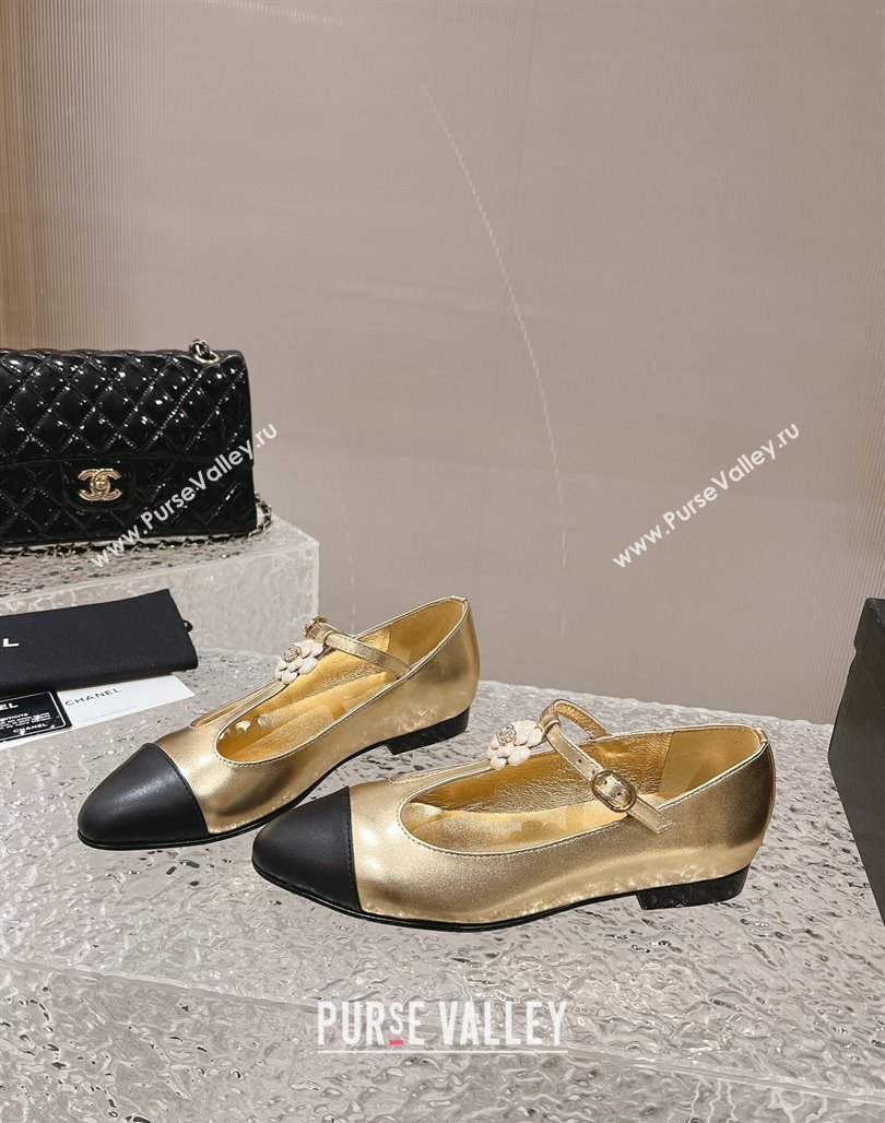 Chanel Calfskin Ballet Flat with Bloom Charm Gold 2023 CH120101 (MD-231201008)