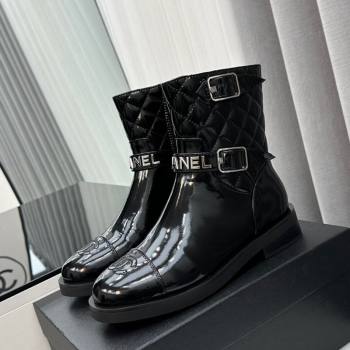 Chanel Patent Leather Ankle Boots with Buckle Black 2023 CH120102 (MD-231201015)