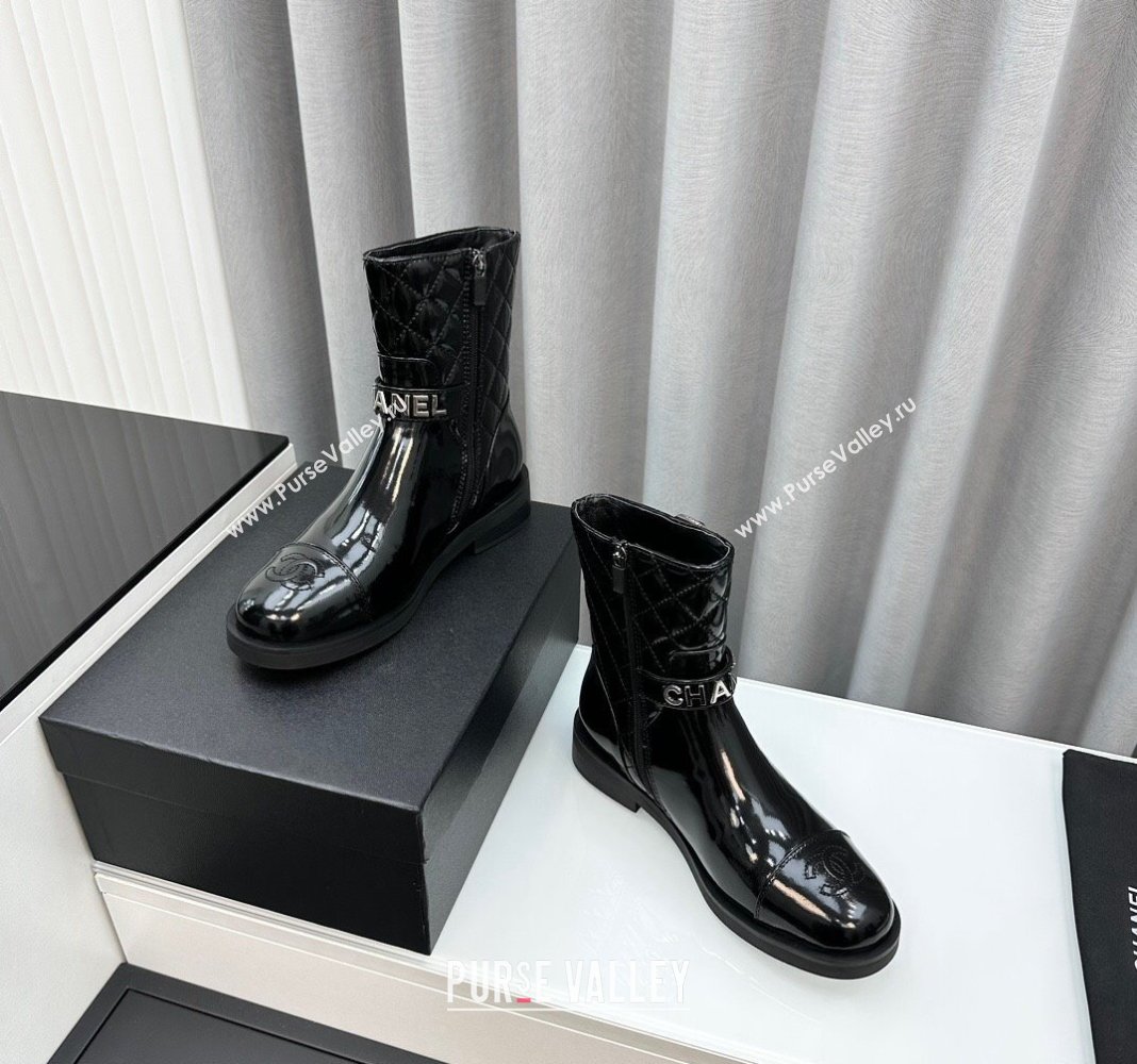 Chanel Patent Leather Ankle Boots with Buckle Black 2023 CH120102 (MD-231201015)