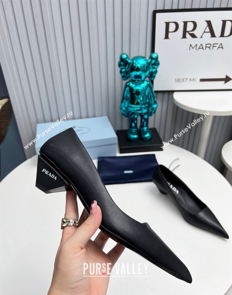 Prada Leather Pumps 4cm Black 2023 PR12020401 (MD-231202063)