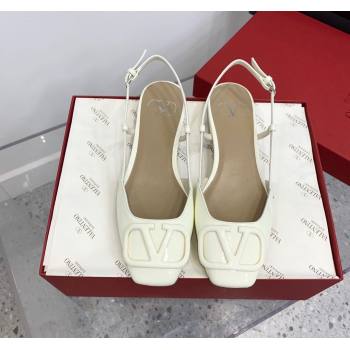Valentino VLogo Patent Leather Slingback Sandals White 2023 VLTN121403 (KER-231214137)