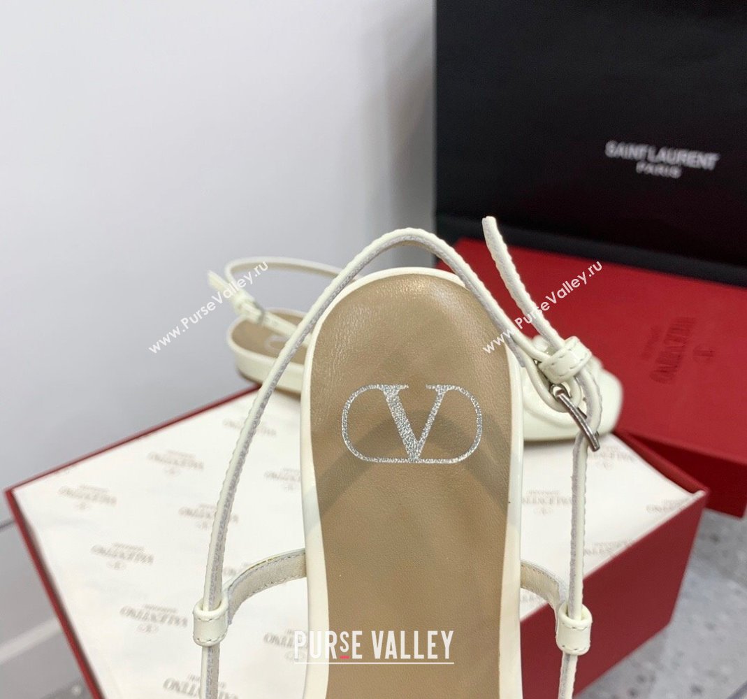 Valentino VLogo Patent Leather Slingback Sandals White 2023 VLTN121403 (KER-231214137)