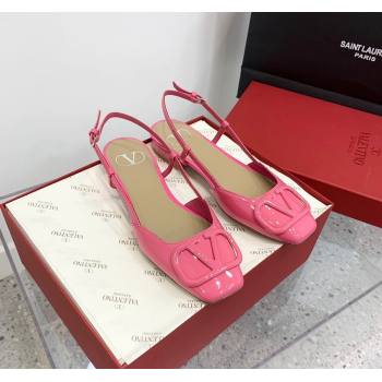 Valentino VLogo Patent Leather Slingback Sandals Pink 2023 VLTN121403 (KER-231214138)