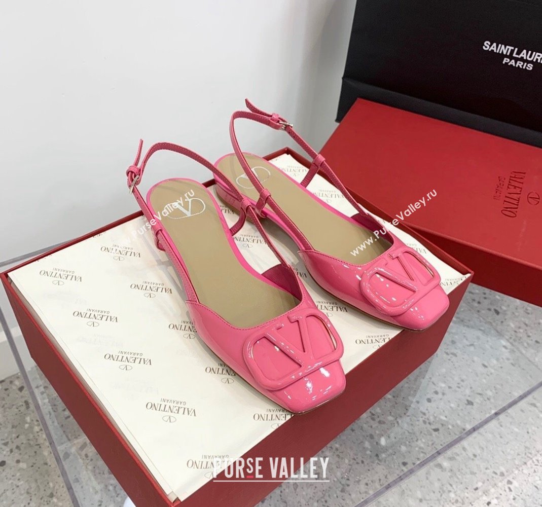 Valentino VLogo Patent Leather Slingback Sandals Pink 2023 VLTN121403 (KER-231214138)