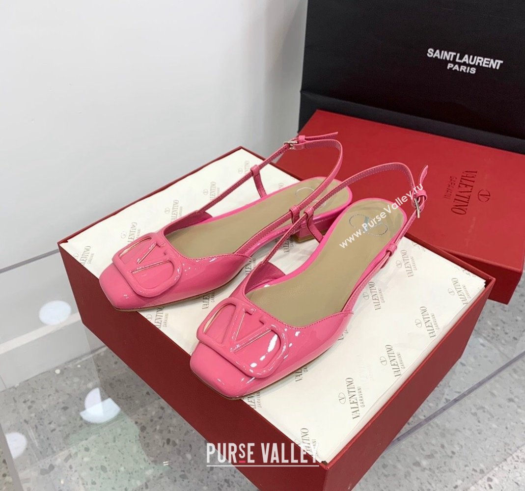 Valentino VLogo Patent Leather Slingback Sandals Pink 2023 VLTN121403 (KER-231214138)