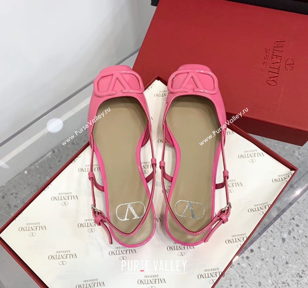 Valentino VLogo Patent Leather Slingback Sandals Pink 2023 VLTN121403 (KER-231214138)