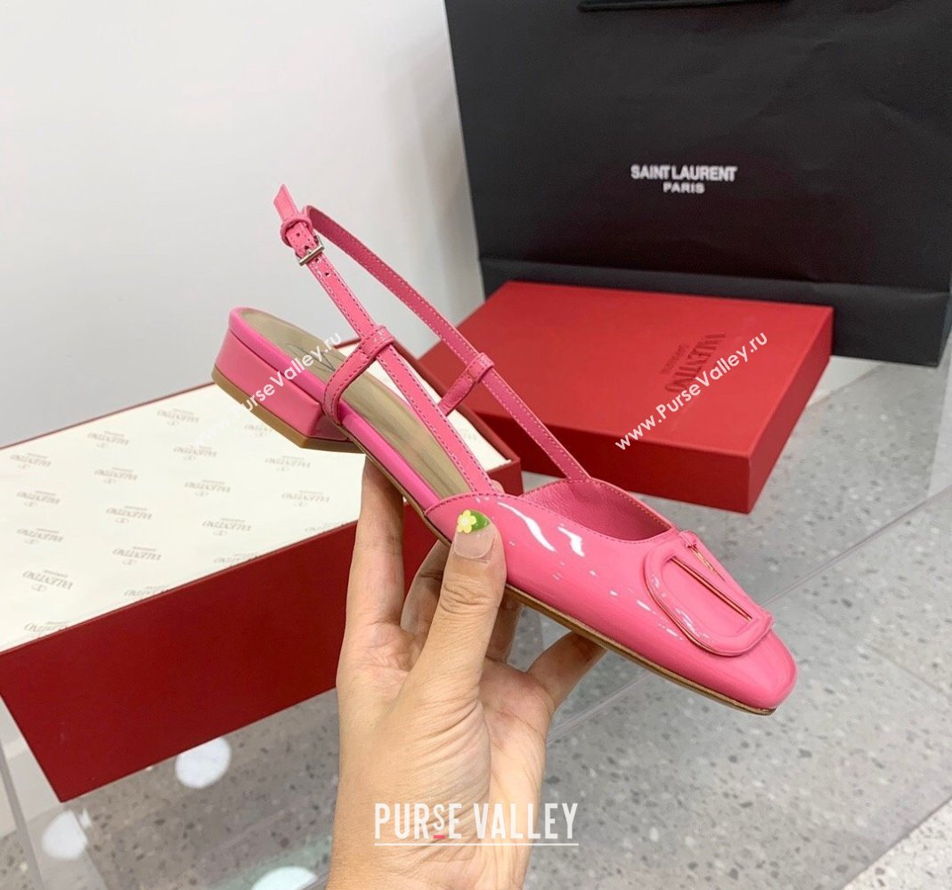 Valentino VLogo Patent Leather Slingback Sandals Pink 2023 VLTN121403 (KER-231214138)