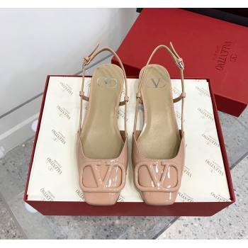 Valentino VLogo Patent Leather Slingback Sandals Nude 2023 VLTN121403 (KER-231214139)