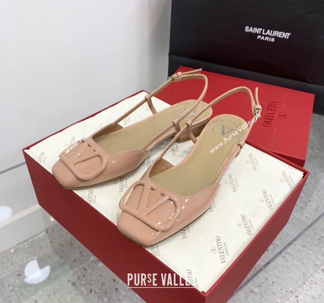 Valentino VLogo Patent Leather Slingback Sandals Nude 2023 VLTN121403 (KER-231214139)