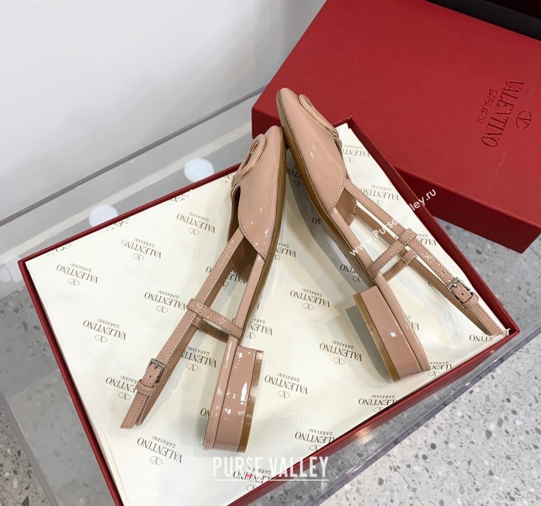 Valentino VLogo Patent Leather Slingback Sandals Nude 2023 VLTN121403 (KER-231214139)