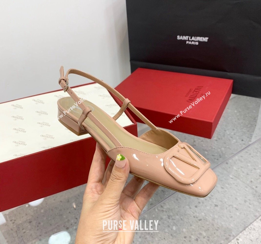 Valentino VLogo Patent Leather Slingback Sandals Nude 2023 VLTN121403 (KER-231214139)