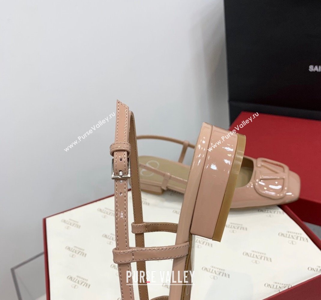 Valentino VLogo Patent Leather Slingback Sandals Nude 2023 VLTN121403 (KER-231214139)