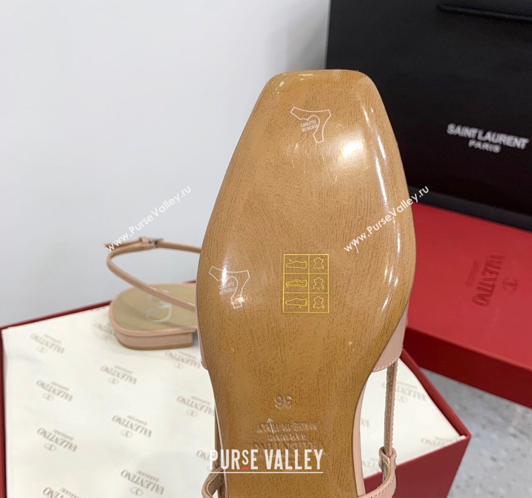 Valentino VLogo Patent Leather Slingback Sandals Nude 2023 VLTN121403 (KER-231214139)