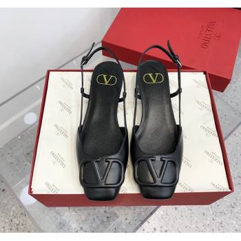 Valentino VLogo Calf Leather Slingback Sandals Black 2023 VLTN121403 (KER-231214133)