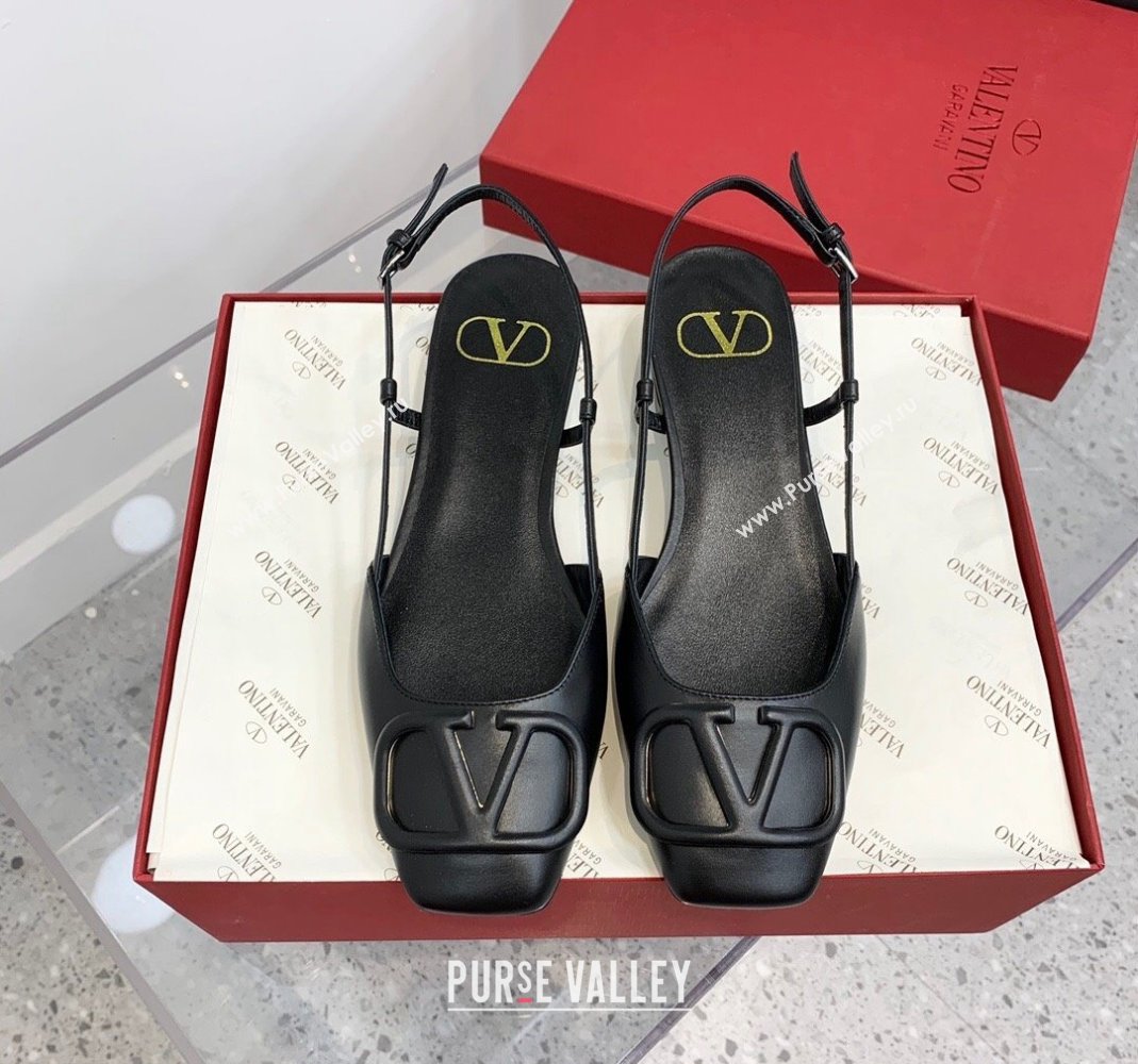 Valentino VLogo Calf Leather Slingback Sandals Black 2023 VLTN121403 (KER-231214133)