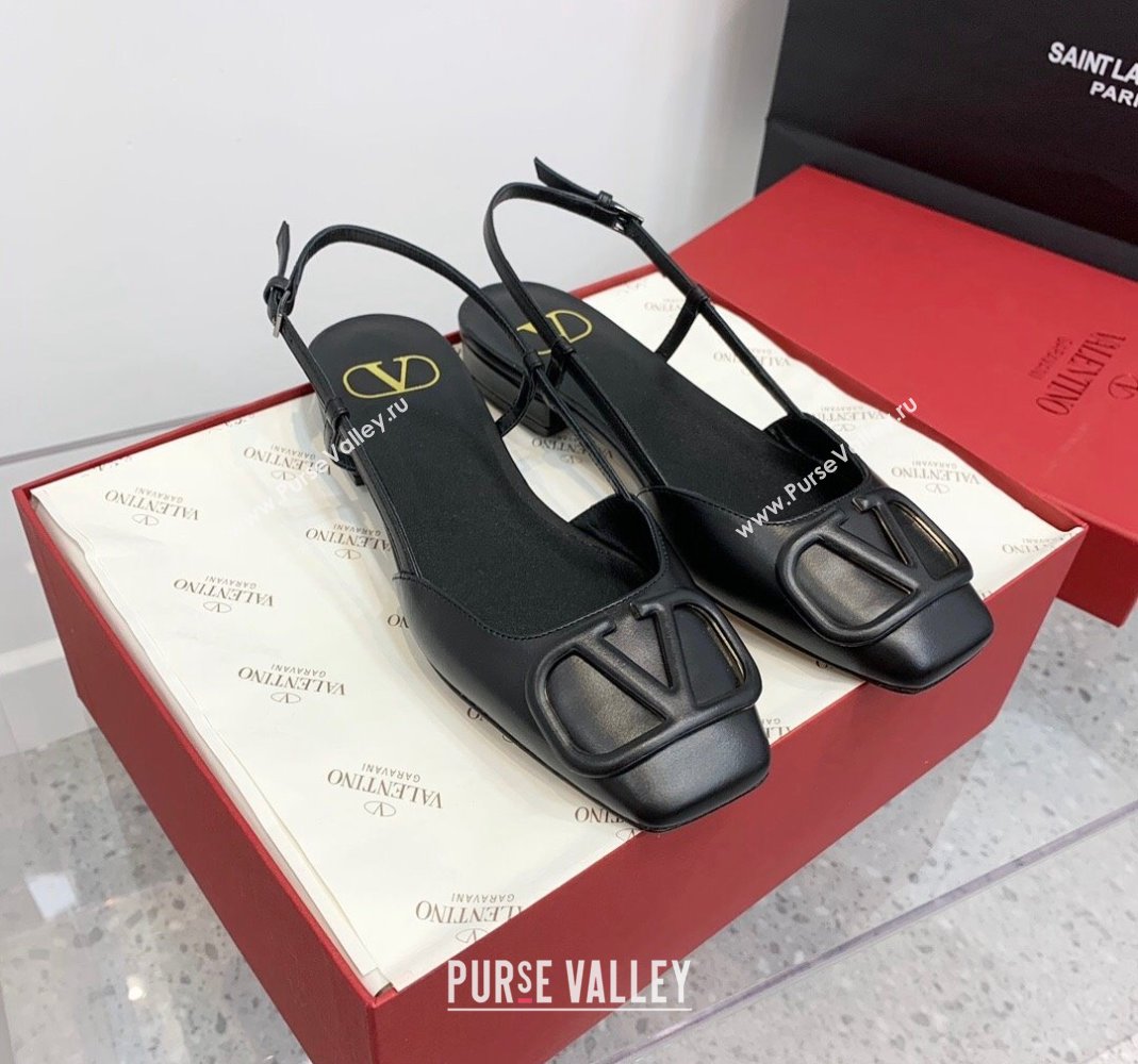 Valentino VLogo Calf Leather Slingback Sandals Black 2023 VLTN121403 (KER-231214133)