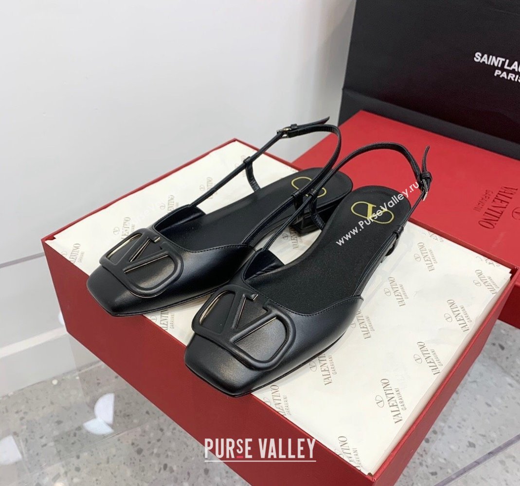 Valentino VLogo Calf Leather Slingback Sandals Black 2023 VLTN121403 (KER-231214133)