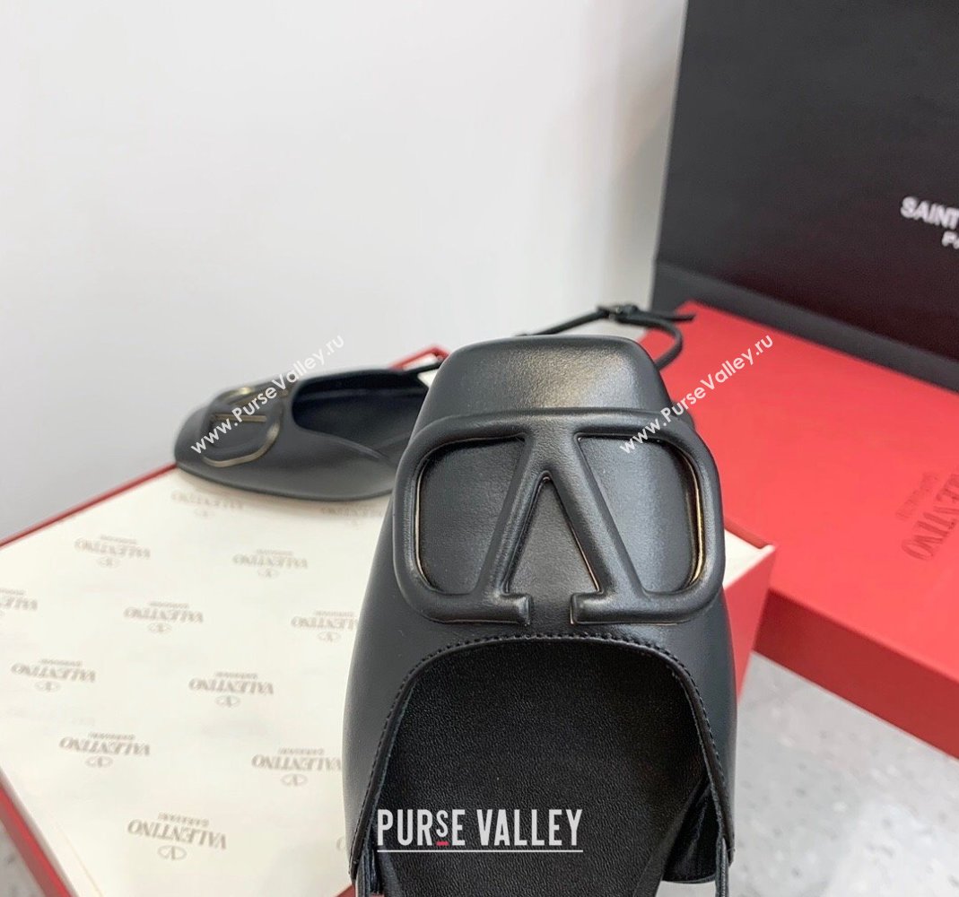 Valentino VLogo Calf Leather Slingback Sandals Black 2023 VLTN121403 (KER-231214133)
