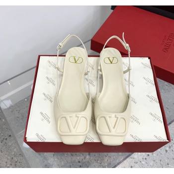 Valentino VLogo Calf Leather Slingback Sandals White 2023 VLTN121403 (KER-231214134)
