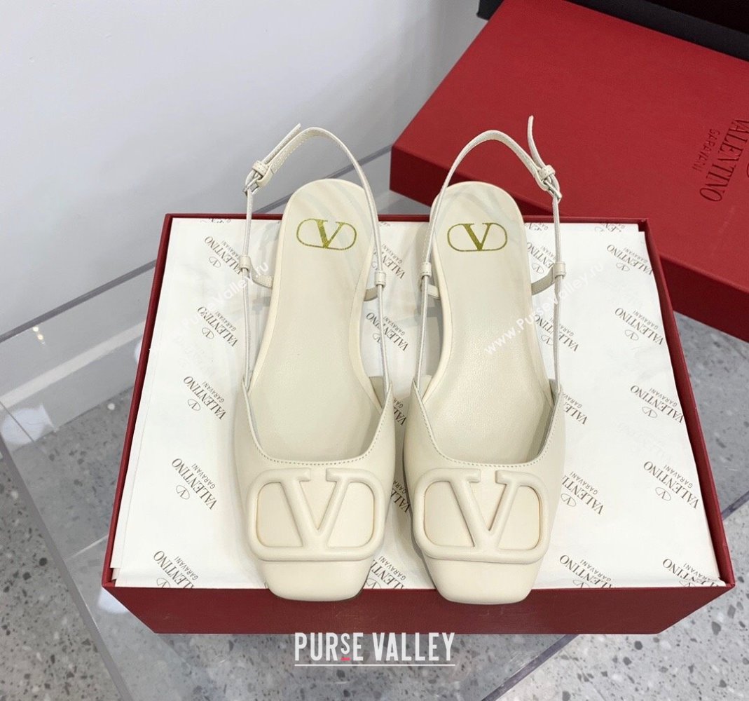 Valentino VLogo Calf Leather Slingback Sandals White 2023 VLTN121403 (KER-231214134)