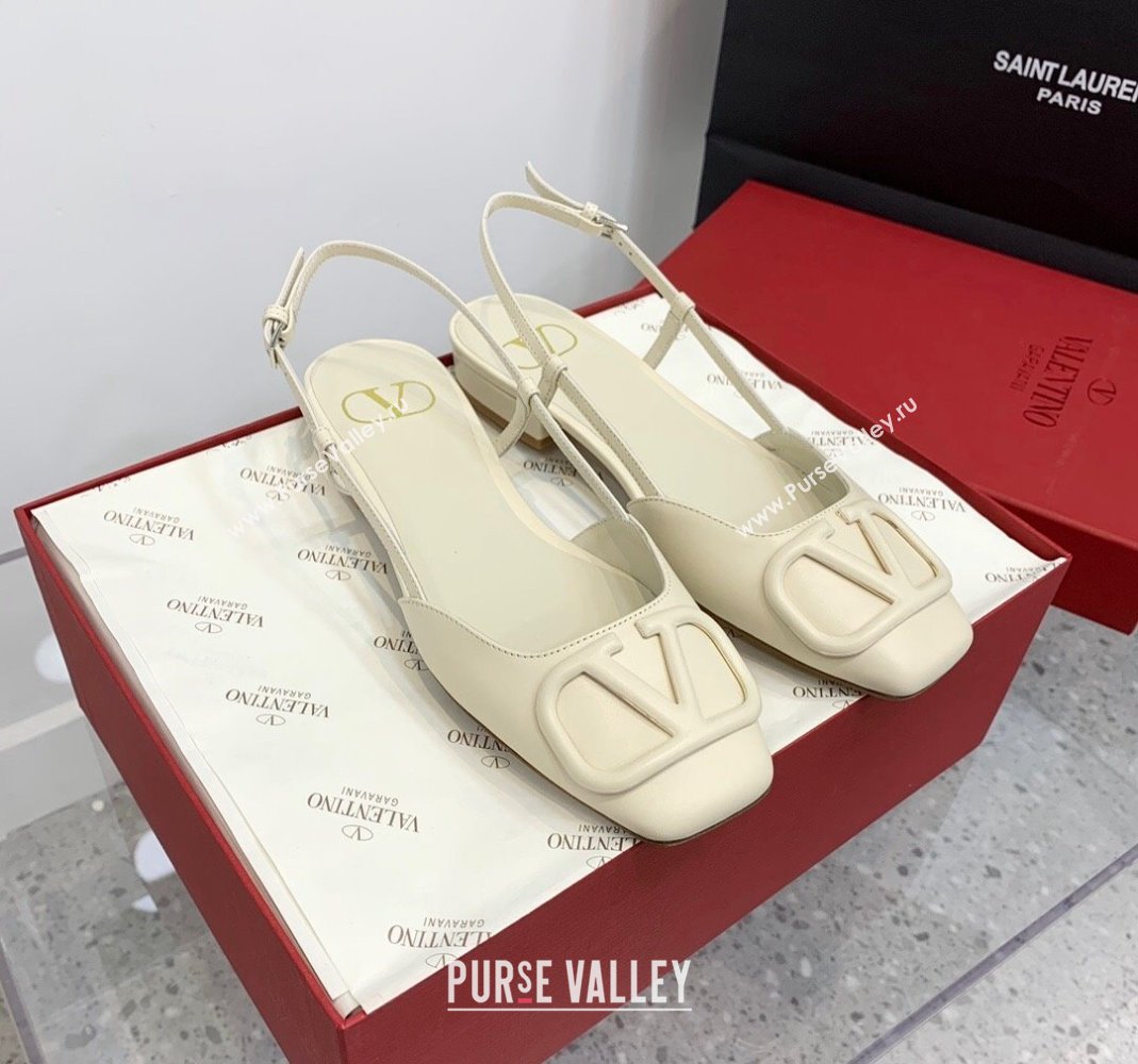 Valentino VLogo Calf Leather Slingback Sandals White 2023 VLTN121403 (KER-231214134)