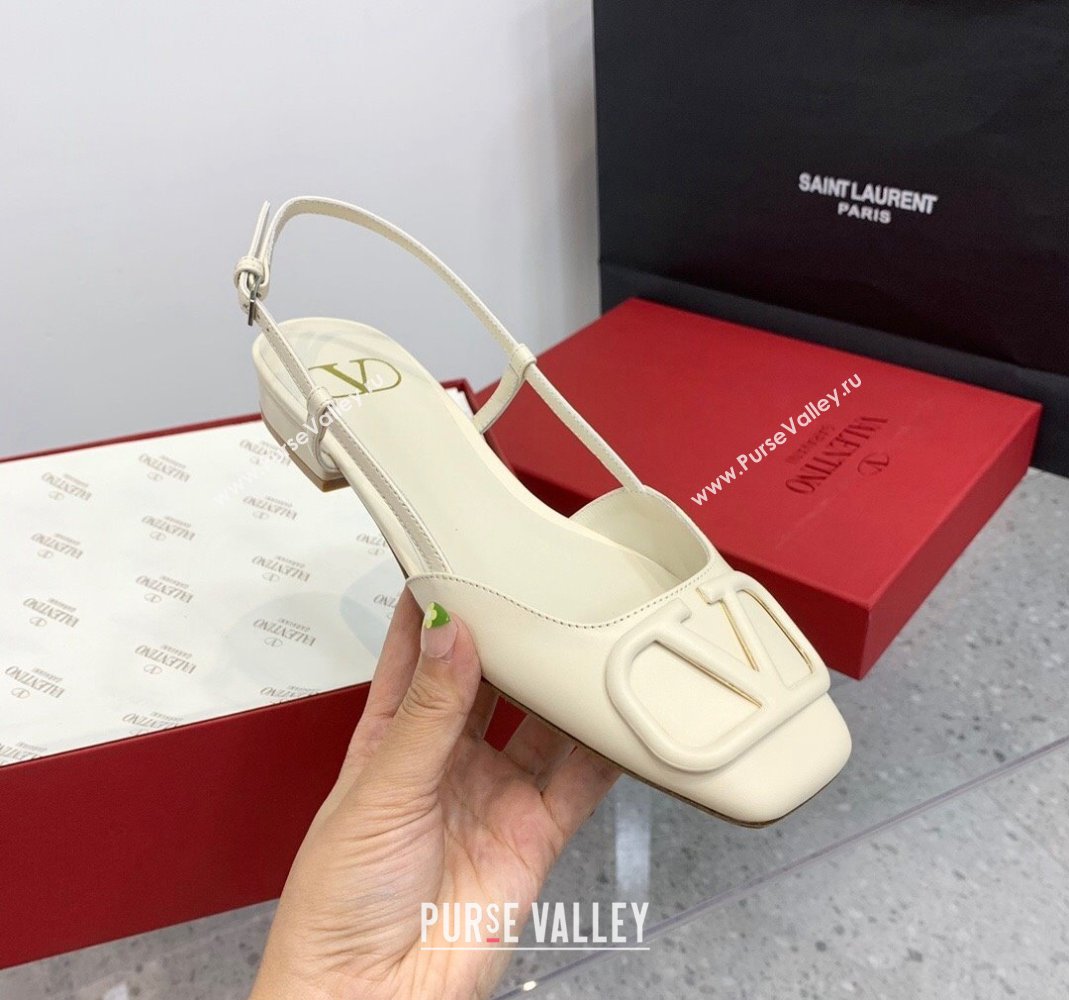 Valentino VLogo Calf Leather Slingback Sandals White 2023 VLTN121403 (KER-231214134)