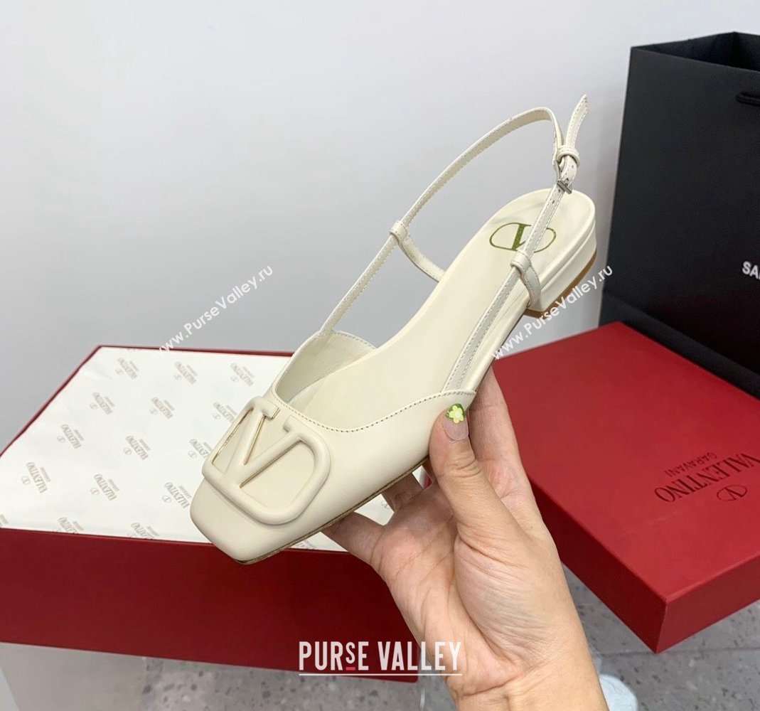 Valentino VLogo Calf Leather Slingback Sandals White 2023 VLTN121403 (KER-231214134)