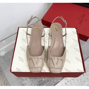 Valentino VLogo Calf Leather Slingback Sandals Light Grey 2023 VLTN121403 (KER-231214135)