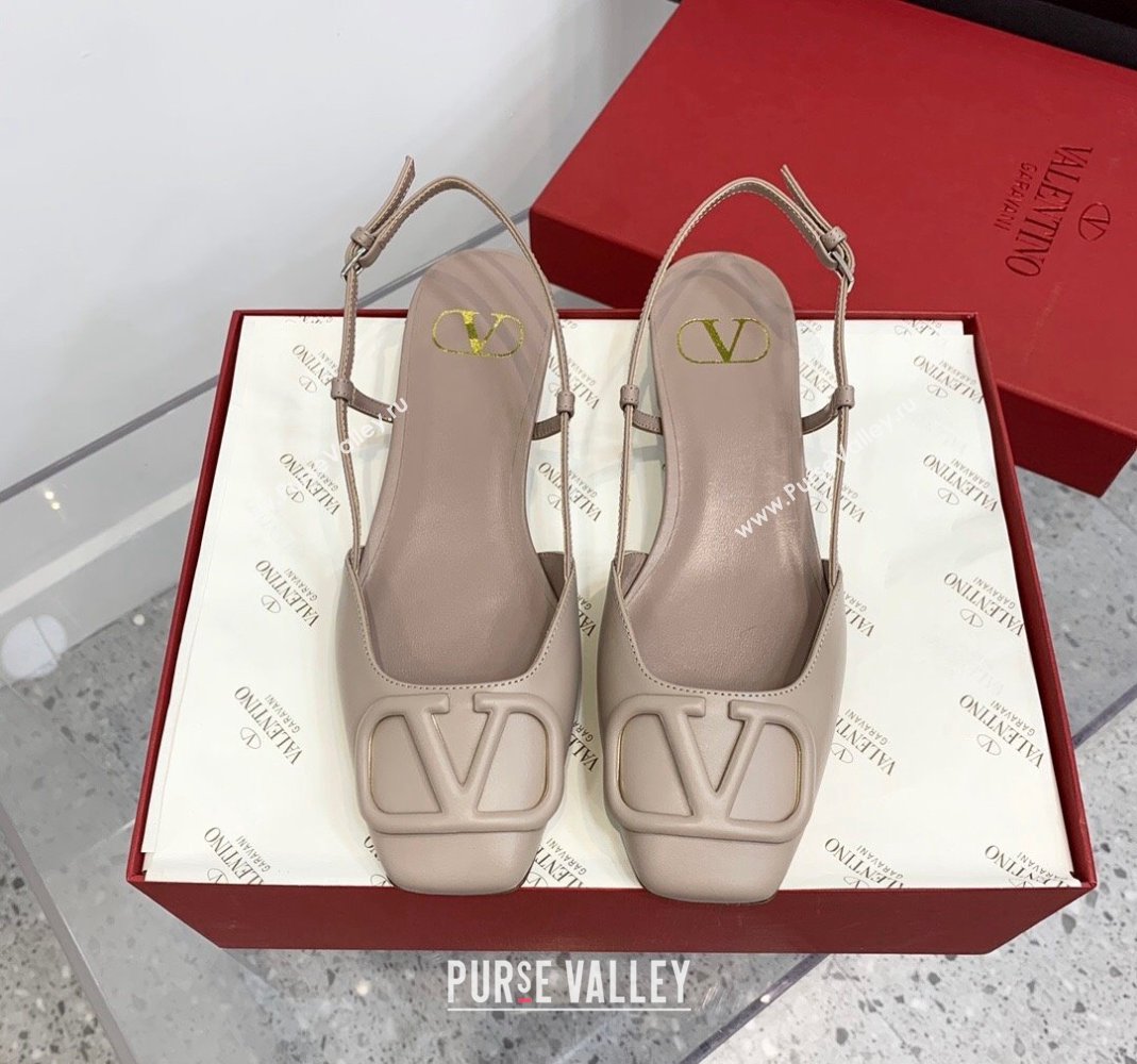 Valentino VLogo Calf Leather Slingback Sandals Light Grey 2023 VLTN121403 (KER-231214135)