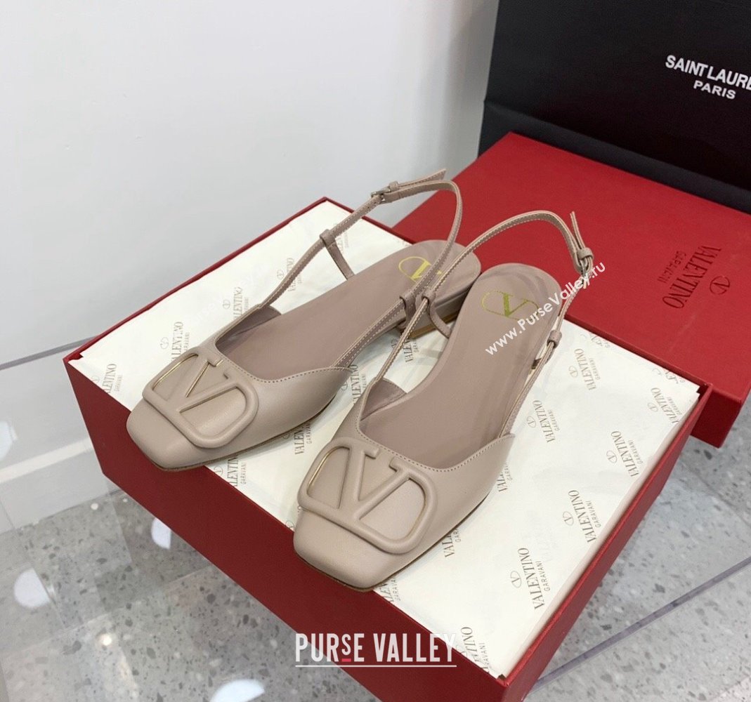 Valentino VLogo Calf Leather Slingback Sandals Light Grey 2023 VLTN121403 (KER-231214135)