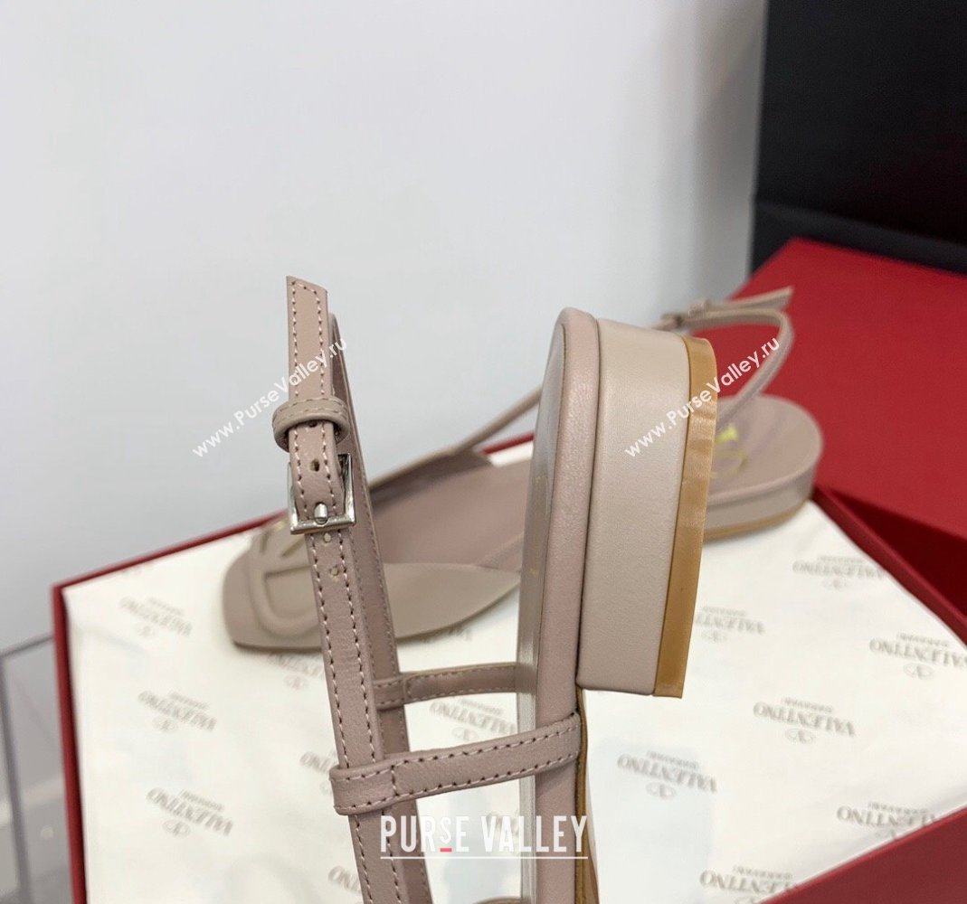 Valentino VLogo Calf Leather Slingback Sandals Light Grey 2023 VLTN121403 (KER-231214135)