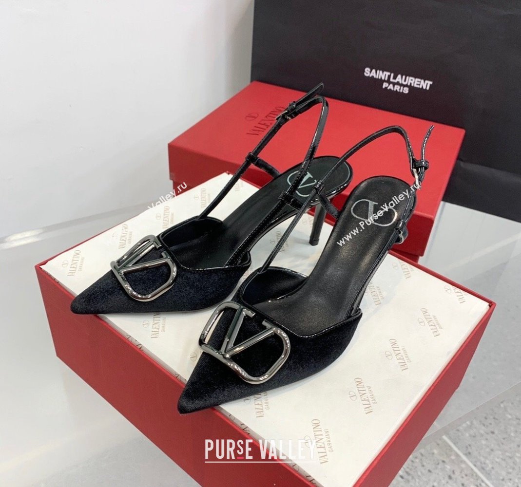 Valentino Classic Velvet Slingback Pumps 8cm 2023 1214 (KER-231214140)