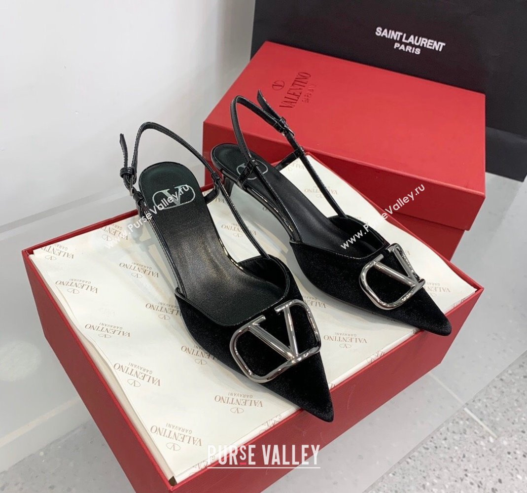 Valentino Classic Velvet Slingback Pumps 3.5cm 2023 1214 (KER-231214141)