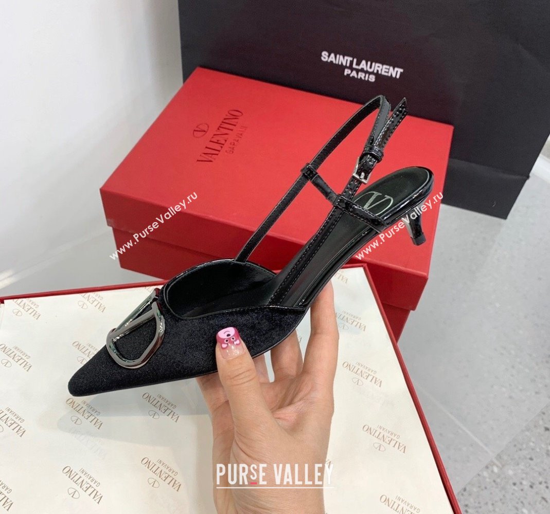 Valentino Classic Velvet Slingback Pumps 3.5cm 2023 1214 (KER-231214141)