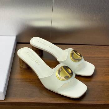 Dior Forever Heeled Slide Sandals 4.5cm in Calfskin White 2023 (JC-231214033)