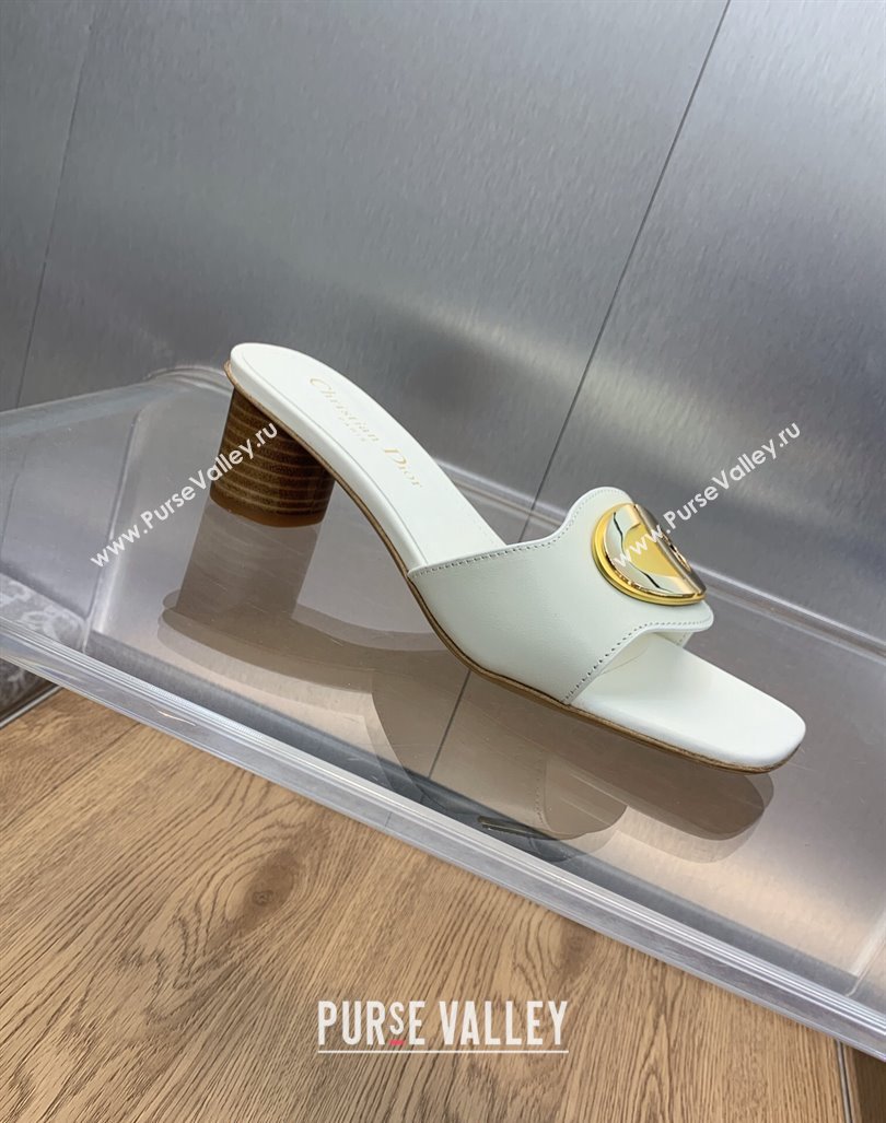 Dior Forever Heeled Slide Sandals 4.5cm in Calfskin White 2023 (JC-231214033)