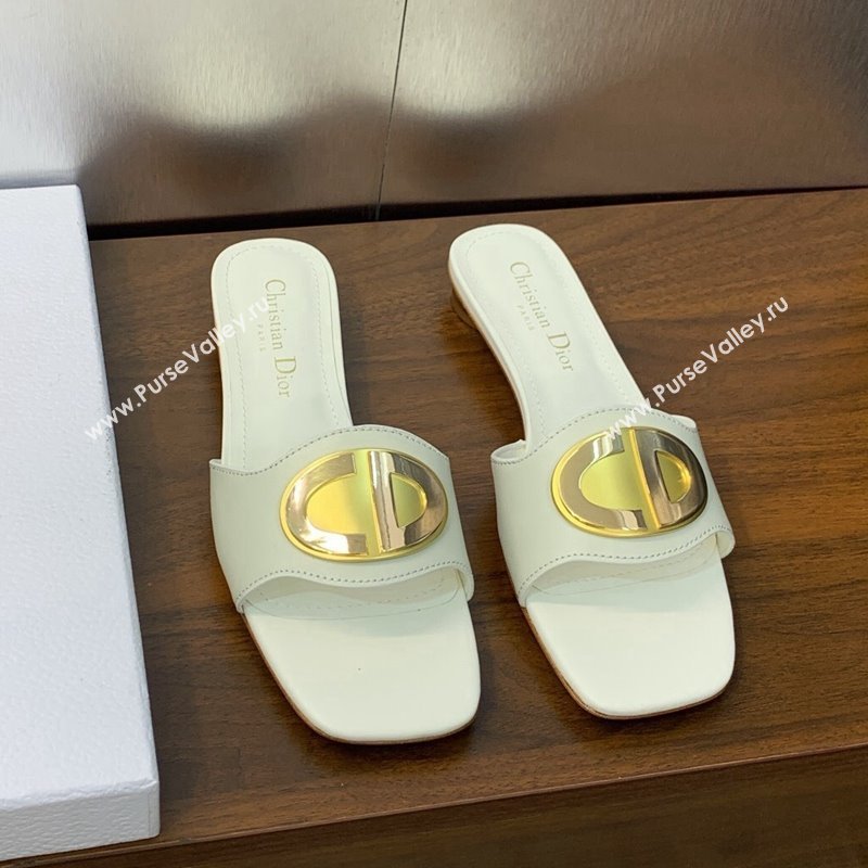 Dior Forever Flat Slide Sandals in Calfskin White 2023 (JC-231214034)