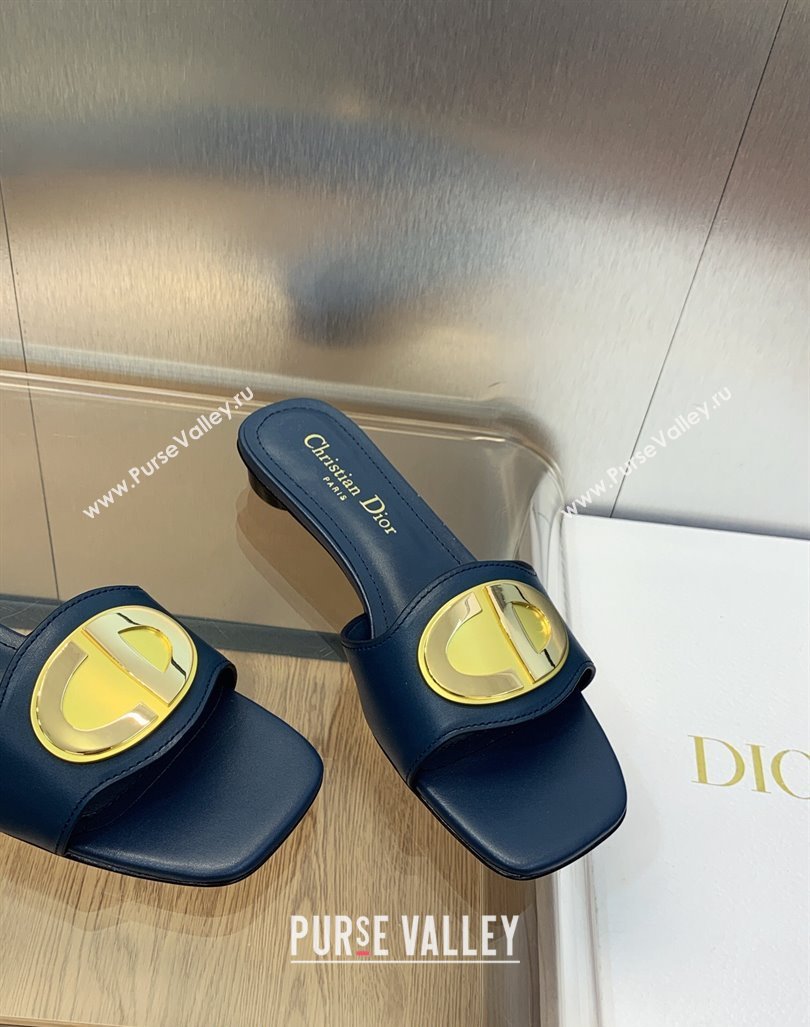 Dior Forever Flat Slide Sandals in Calfskin Dark Blue 2023 (JC-231214036)