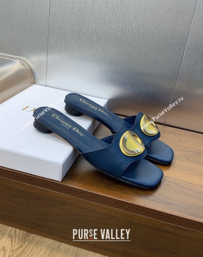 Dior Forever Flat Slide Sandals in Calfskin Dark Blue 2023 (JC-231214036)