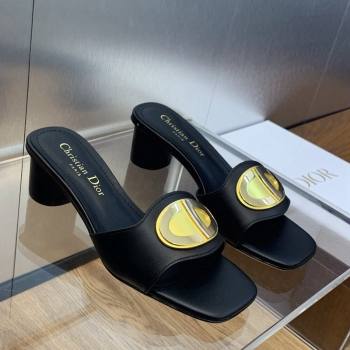Dior Forever Heeled Slide Sandals 4.5cm in Calfskin Black 2023 (JC-231214039)