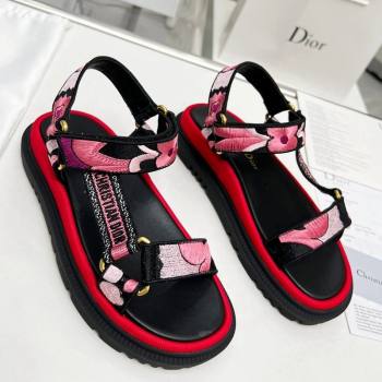 Dior D-Wave Sandals in Pink Embroidered Cotton 2023 DR121401 (MD-231214041)