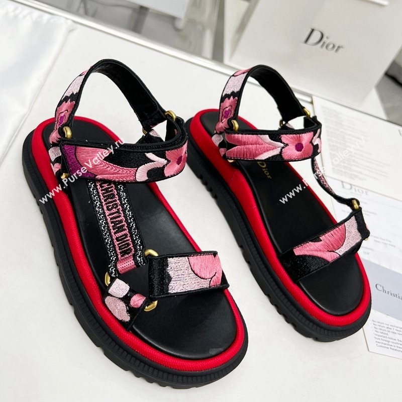 Dior D-Wave Sandals in Pink Embroidered Cotton 2023 DR121401 (MD-231214041)