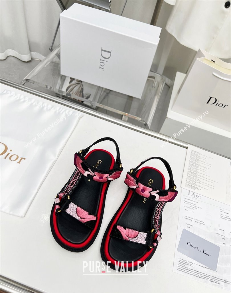 Dior D-Wave Sandals in Pink Embroidered Cotton 2023 DR121401 (MD-231214041)