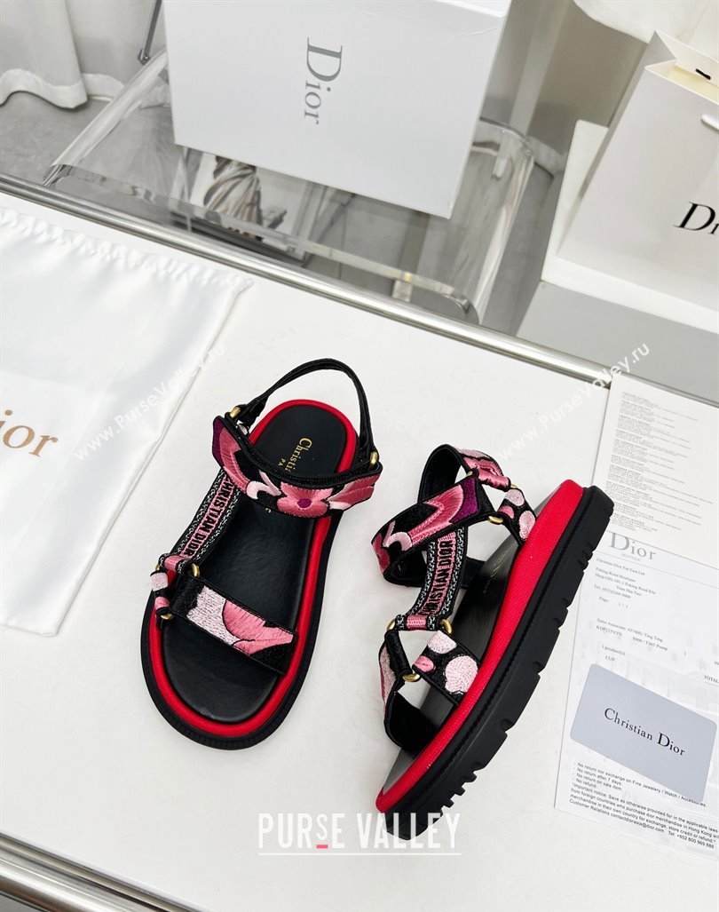 Dior D-Wave Sandals in Pink Embroidered Cotton 2023 DR121401 (MD-231214041)